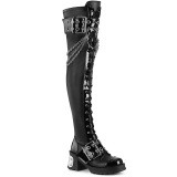 Zwart Mat 7 cm BRATTY-304 Emo Punk Overknee Laarzen