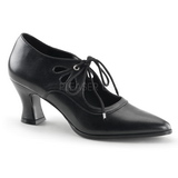 Zwart Mat 7 cm retro vintage VICTORIAN-03 Dames pumps met lage hak