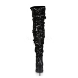 Zwart Pailletten 13 cm COURTLY-3011 Pleaser Overknee Laarzen