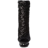 Zwart Pailletten 15,5 cm BLONDIE-R-1008 Hoge Enkellaarzen