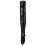 Zwart Pailletten 15 cm PLEASER BLONDIE-R-3011 Plateau Cuissardes Laarzen