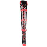 Zwart Rood 15,5 cm MEDIC-3028 Plateau Overknee Laarzen