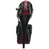 Zwart Rood 15 cm DELIGHT-660FH Corset Hakken Schoenen Platform