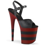 Zwart Rood 20 cm FLAMINGO-809SR pleaser hoge hakken met plateau