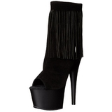 Zwart Suede 18 cm ADORE-1019 dames enkellaarsjes met franjes