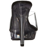 Zwart Transparant 14 cm COCKTAIL-501 Plateau Mules Hoge Hakken