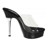 Zwart Transparant 14 cm Pleaser ALLURE-601 Plateau Mules Hoge Hakken