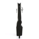 Zwart Transparant 20 cm FLAMINGO-800-34FS paaldans enkellaarsjes met hoge hakken