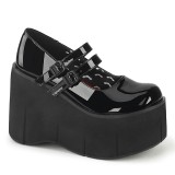 Zwart Vegan 11,5 cm DemoniaCult KERA-08 gothic mary jane pumps met plateau