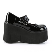 Zwart Vegan 11,5 cm DemoniaCult KERA-08 gothic mary jane pumps met plateau