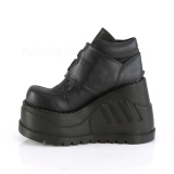 Zwart Vegan 12 cm STOMP-15 lolita enkellaarzen wedges sleehakken