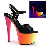 Zwart Vernis 18 cm RAINBOW-309UV Sandalen met Neon Plateau