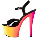 Zwart Vernis 18 cm RAINBOW-309UV Sandalen met Neon Plateau