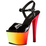 Zwart Vernis 18 cm RAINBOW-309UV Sandalen met Neon Plateau