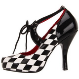 Zwart Wit 10,5 cm HARLEQUIN-03 damesschoenen met hoge hak