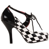 Zwart Wit 10,5 cm HARLEQUIN-03 damesschoenen met hoge hak