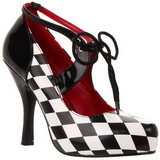 Zwart Wit 10,5 cm HARLEQUIN-03 damesschoenen met hoge hak