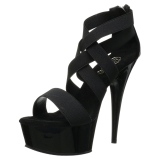 Zwart elastische band 15 cm DELIGHT-669 pleaser schoenen met hak