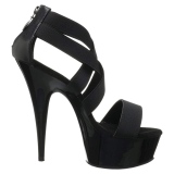 Zwart elastische band 15 cm DELIGHT-669 pleaser schoenen met hak