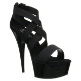 Zwart elastische band 15 cm DELIGHT-669 pleaser schoenen met hak