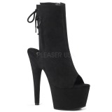 Zwart faux suede 18 cm ADORE-1018FS paaldans enkellaarsjes