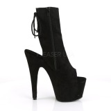 Zwart faux suede 18 cm ADORE-1018FS paaldans enkellaarsjes