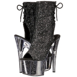 Zwart glitter 18 cm ADORE-1018G dames enkellaarsjes met plateauzool