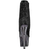 Zwart glitter 18 cm ADORE-1020G dames enkellaarsjes met plateauzool