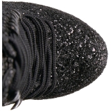 Zwart glitter 18 cm ADORE-1020G dames enkellaarsjes met plateauzool