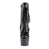 Zwart glitter 18 cm Pleaser ADORE-1020LG paaldans enkellaarsjes met hoge hakken
