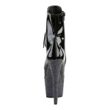 Zwart glitter 18 cm Pleaser ADORE-1020LG paaldans enkellaarsjes met hoge hakken