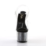 Zwart glitter 18 cm Pleaser ADORE-708G paaldans schoenen met hoge hakken