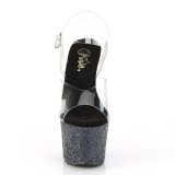 Zwart glitter 18 cm Pleaser SKY-308LG paaldans schoenen met hoge hakken