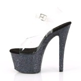Zwart glitter 18 cm Pleaser SKY-308LG paaldans schoenen met hoge hakken