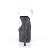 Zwart glitter 18 cm Pleaser SKY-308LG paaldans schoenen met hoge hakken