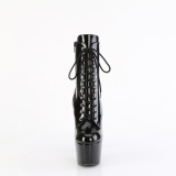 Zwart glitter 18 cm dames high heels boots plateau