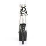 Zwart plateau 18 cm STARDUST-1018C-2RS transparante hakken - pole dance enkellaarsjes