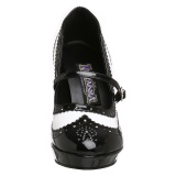 Zwart wit 10,5 cm CONTESSA-06 gothic mary jane pumps rockabilly gangster