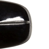 Zwarte Lakleer 7,5 cm GOGO-150 stretch enkellaarzen met blokhak