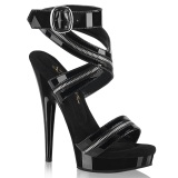 Zwarte hakken 15 cm SULTRY-619 lak sandalen hoge hakken plateau