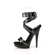Zwarte hakken 15 cm SULTRY-619 lak sandalen hoge hakken plateau