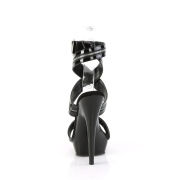 Zwarte hakken 15 cm SULTRY-619 lak sandalen hoge hakken plateau