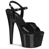 Zwarte hoge hakken 18 cm ADORE-709GP glitter plateau hoge hakken