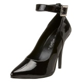 Zwarte lakpumps 13 cm SEDUCE-431 enkelband pumps met hoge hakken