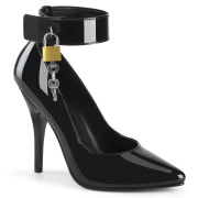 Black patent pumps 13 cm SEDUCE-432 ankle strap pumps with high heels