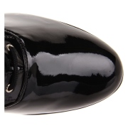 Zwarte veterlaarzen lakleer 13 cm - jaren 70 gogo hippie boots kinky disco - plateau laklaarzen