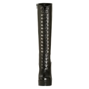 Zwarte veterlaarzen vinylleer 13 cm - jaren 70 gogo hippie boots kinky disco - plateau vinyllaarzen