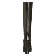 Zwarte veterlaarzen vinylleer 13 cm - jaren 70 gogo hippie boots kinky disco - plateau vinyllaarzen