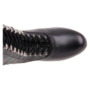 Zwarte veterlaarzen vinylleer 13 cm - jaren 70 gogo hippie boots kinky disco - plateau vinyllaarzen