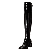 Zwarte vinyl laarzen 7,5 cm - jaren 70 gogo overknee boots hippie disco - overknee laarzen